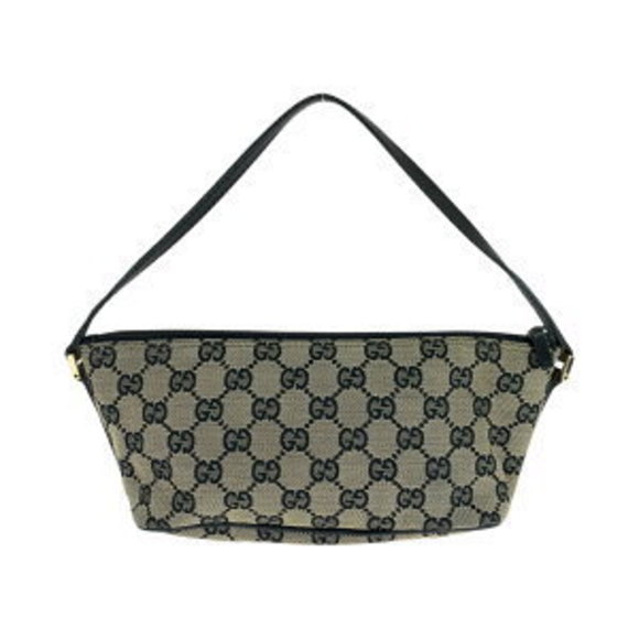 GUCCI Beige Black GG Canvas Handbag Accessory Pouch - Picture 2 of 9